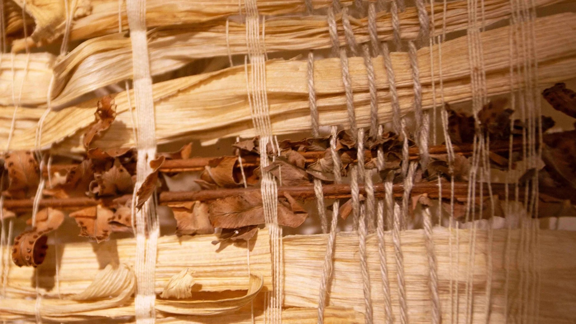 Awesome wall art made from natural corn leaves.