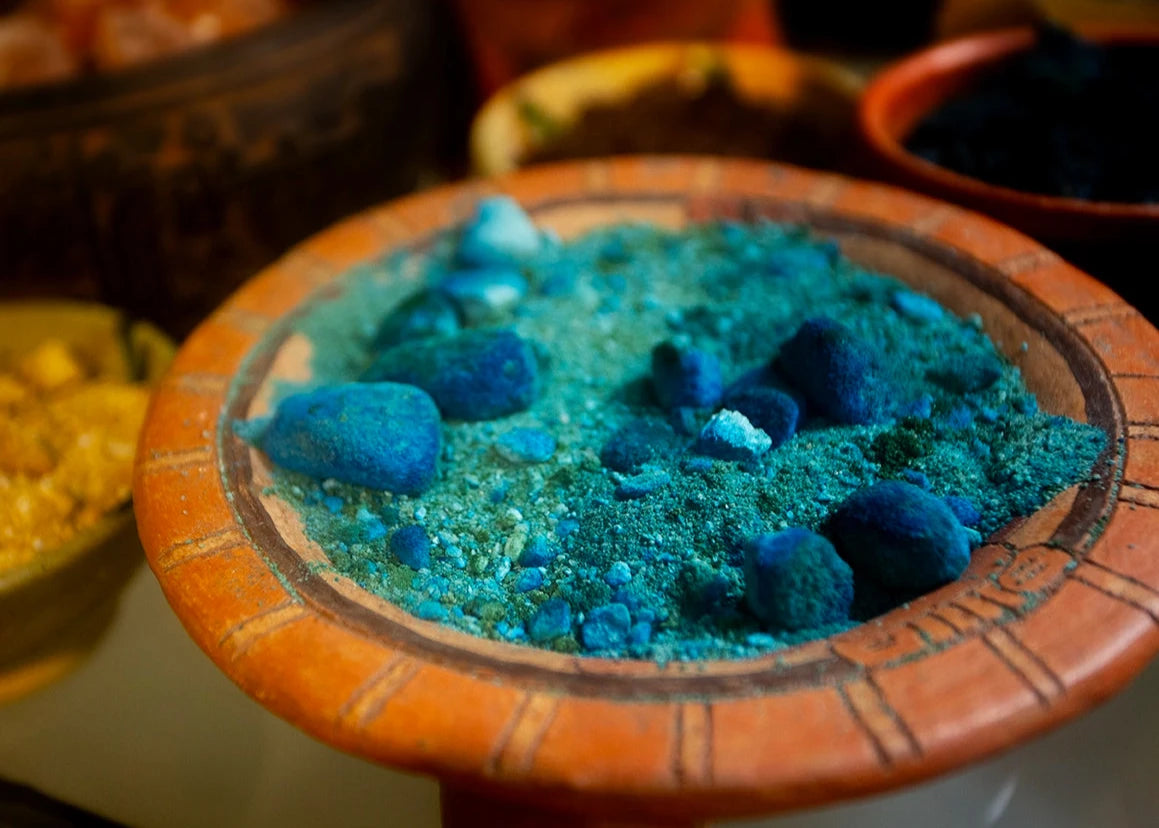 Maya Blue pigment as obtained in the Maia Organic Studio in Guatemala