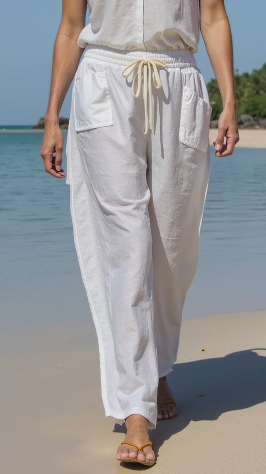 PLAYA BLANCA, Pantalones de Algodón Orgánico - Comodidad y Estilo Ecológico